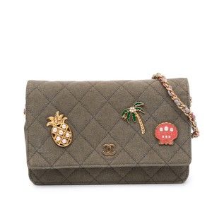 Pre-Loved Chanel Quilted Canvas Coco Cuba Charms Wallet On Chain